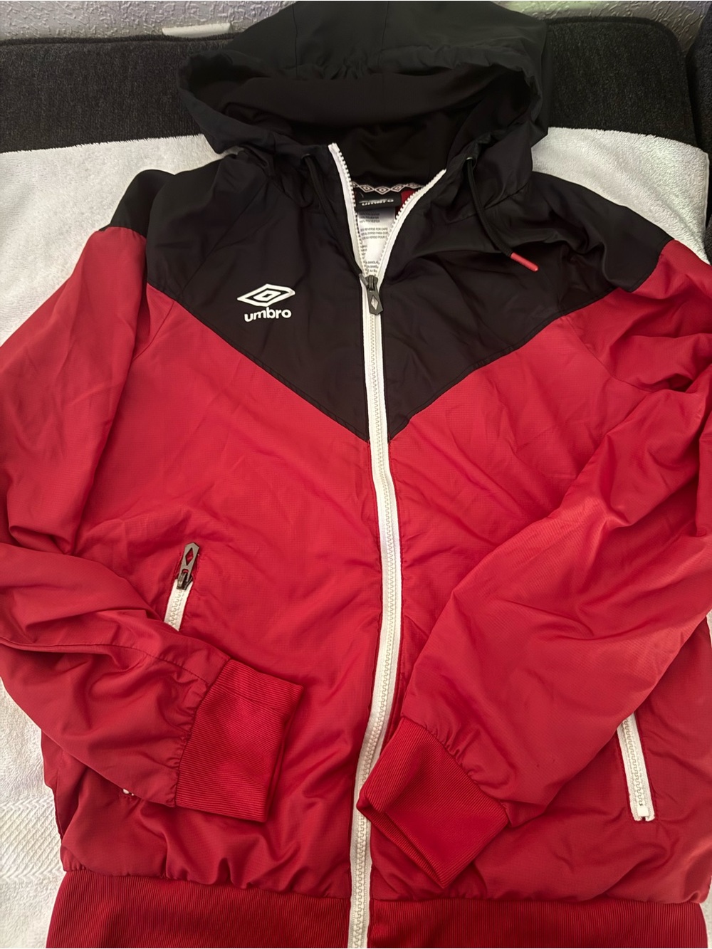 Umbro Black and Red Athletic Hooded Jacket